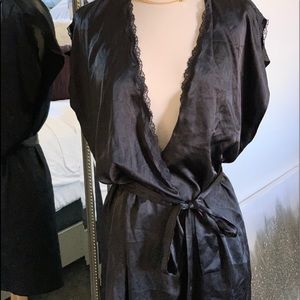 Victoria’s Secret Black Satin Robe